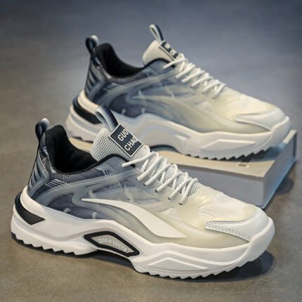 Men’s Lace-Up Dad Sneakers – Thick Sole, Breathable & Casual